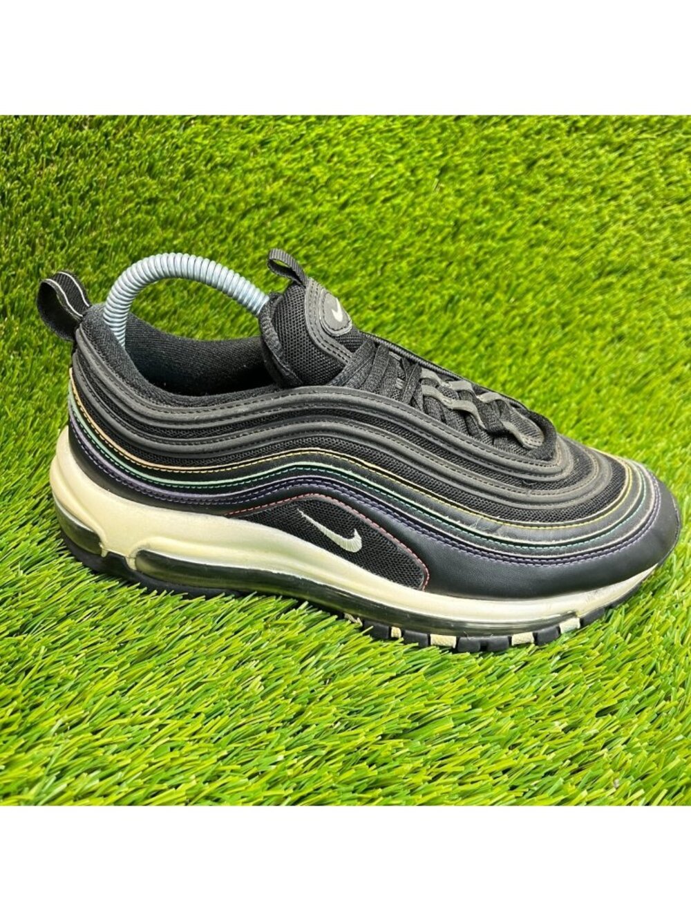 Nike Air Max 97 Black Multi Stitch Womens Size 7.5 Running Shoes Sneakers